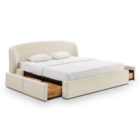 Corey Upcycled Performance Linen Storage Cream King Bed by Tov Furniture