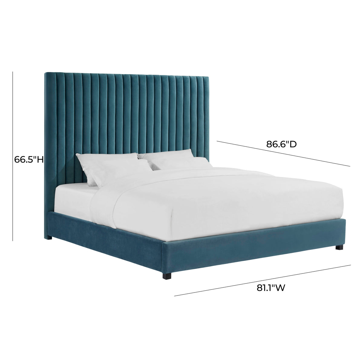 Arabelle Sea Blue Performance Velvet Bed in King by TOV Furniture – photo 6 of 6