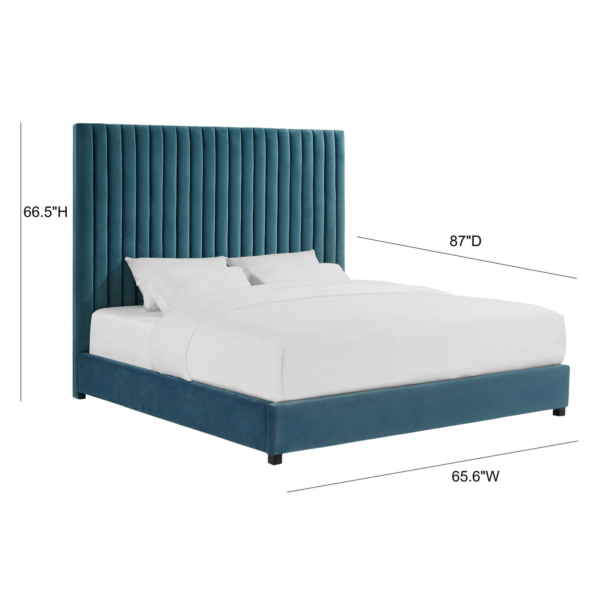 Arabelle Sea Blue Performance Velvet Bed in Queen by TOV Furniture – photo 6 of 6