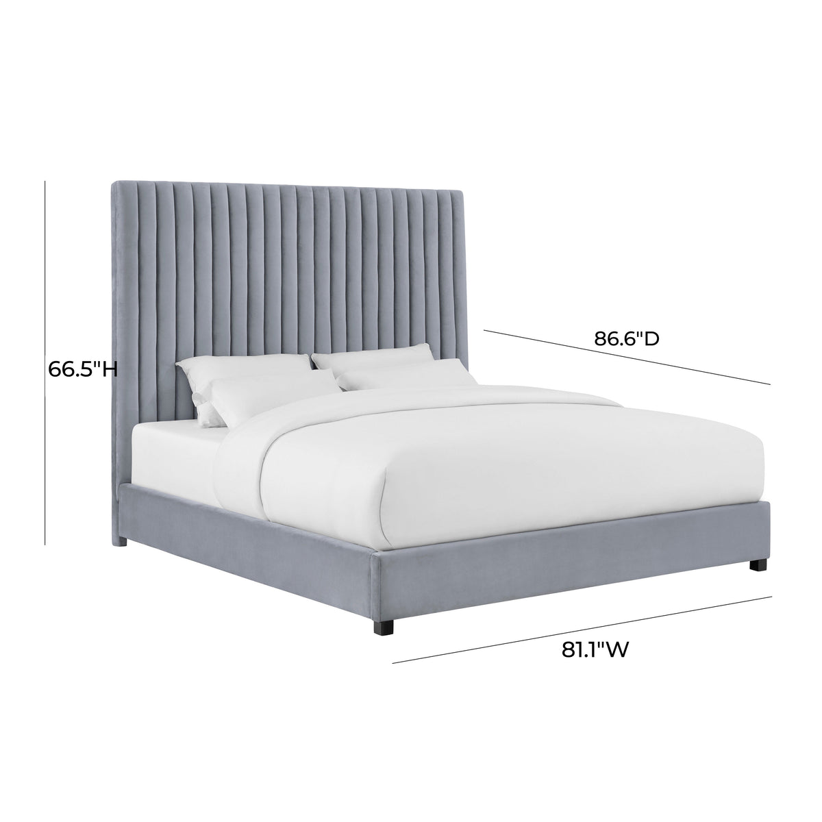 Arabelle Grey Performance Velvet Bed in King by TOV Furniture – photo 6 of 6