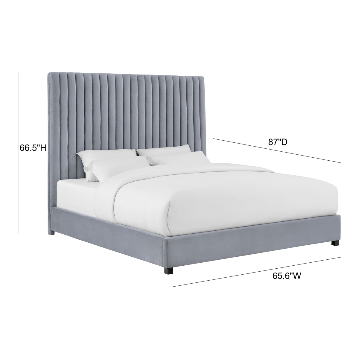 Arabelle Grey Performance Velvet Bed in Queen by TOV Furniture – photo 6 of 6