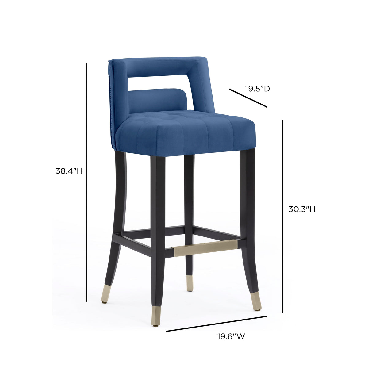 Hart Navy Performance Velvet Bar Stool by TOV Furniture – photo 6 of 7