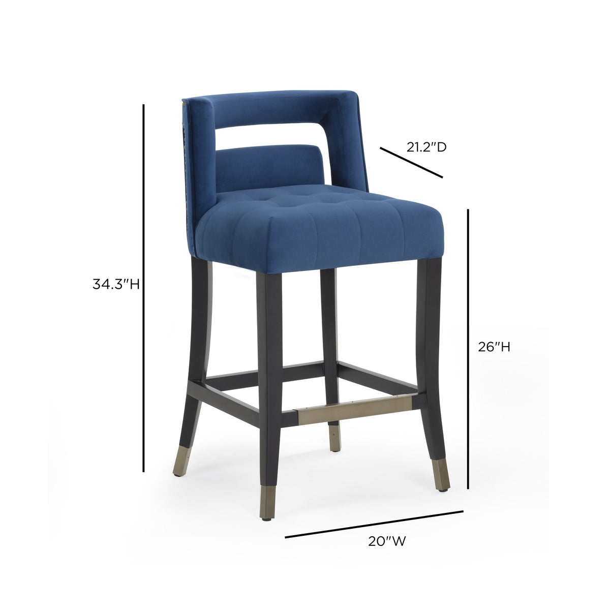 Hart Navy Performance Velvet Counter Stool by TOV Furniture – photo 7 of 8