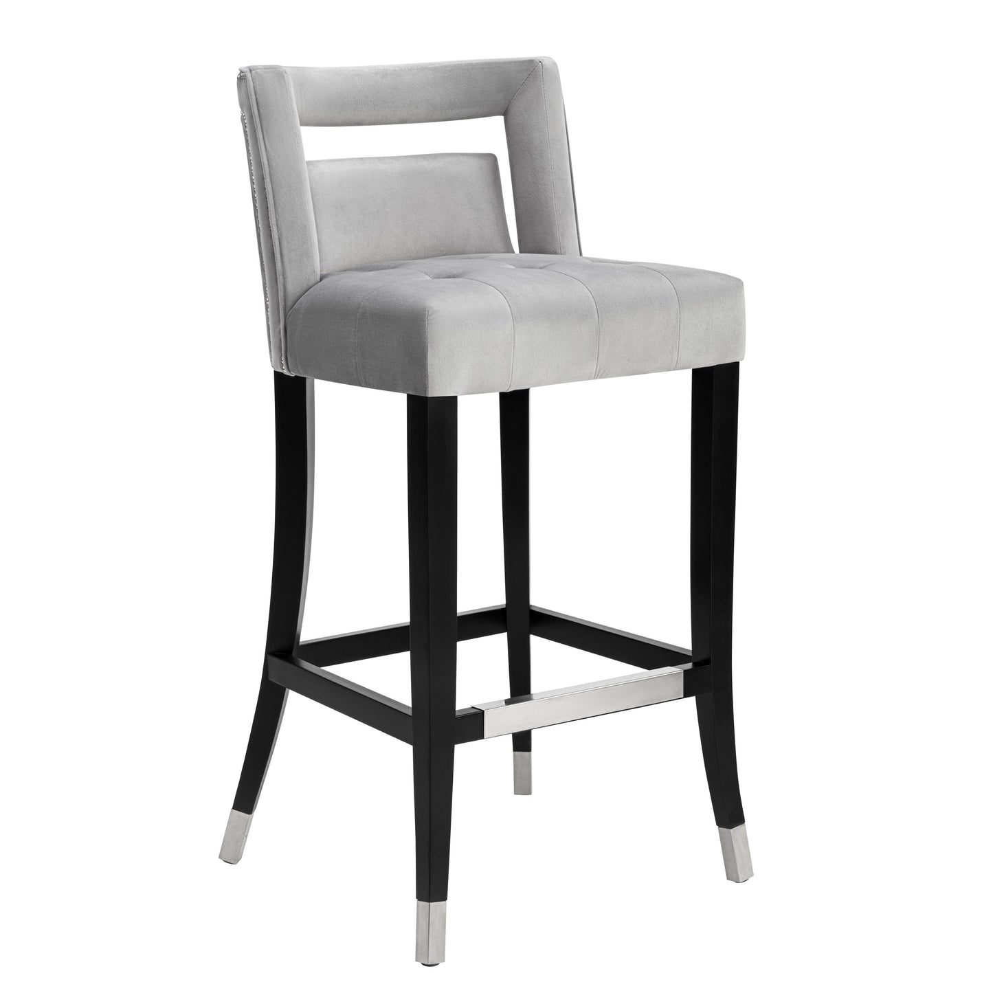 Hart Performance Velvet Stool Grey Bar Height by Tov Furniture