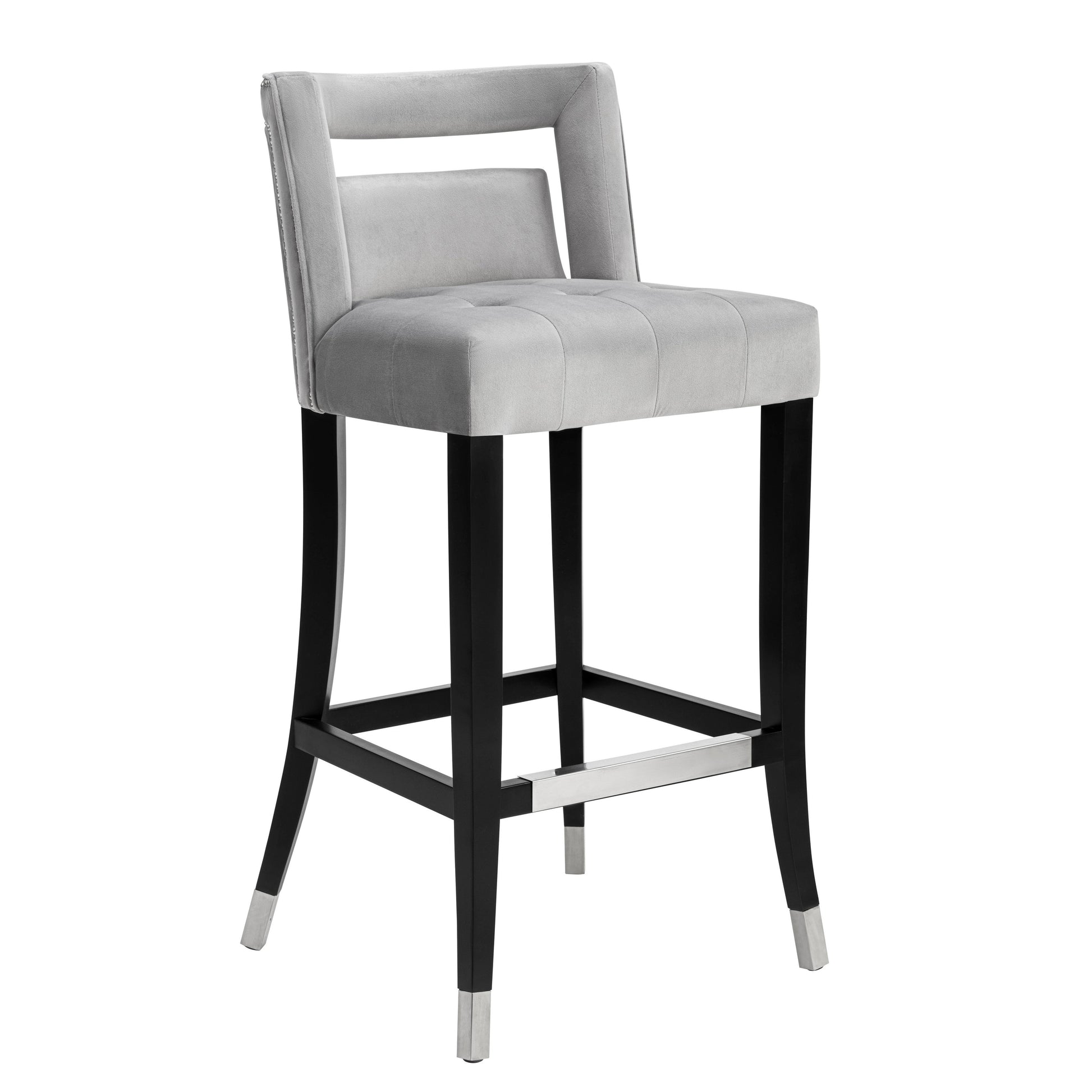 Hart Performance Velvet Stool Grey Bar Height by Tov Furniture