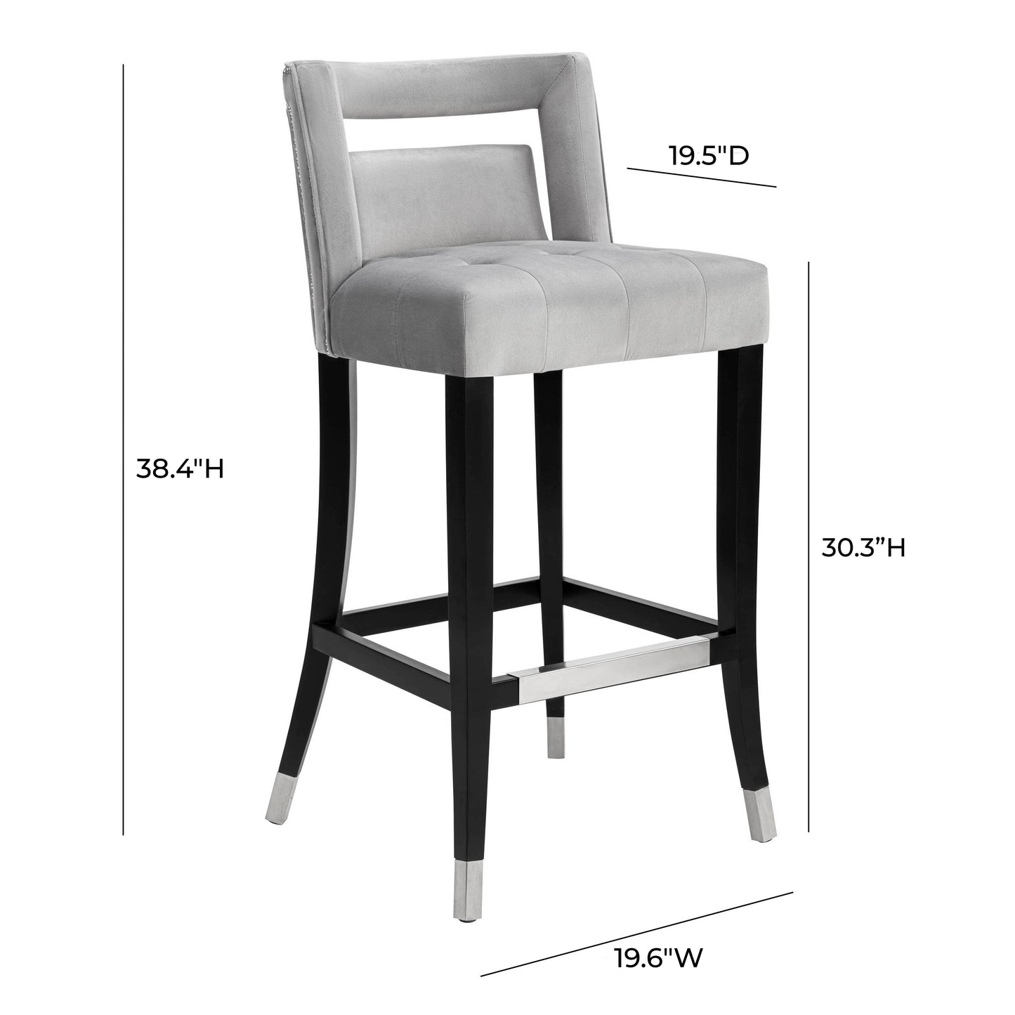 Hart Performance Velvet Stool Grey Bar Height by Tov Furniture
