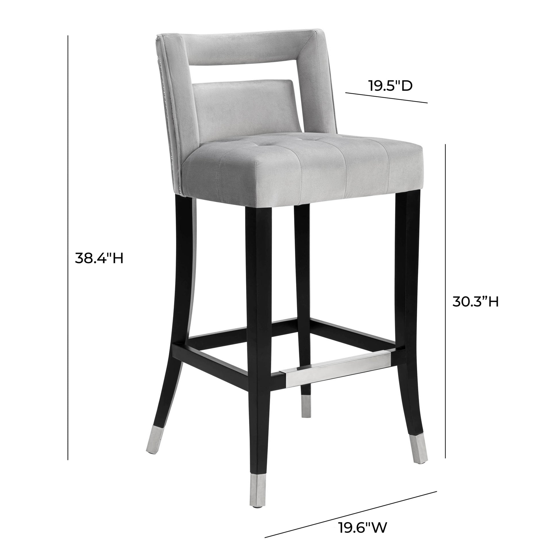 Hart Performance Velvet Stool Grey Bar Height by Tov Furniture