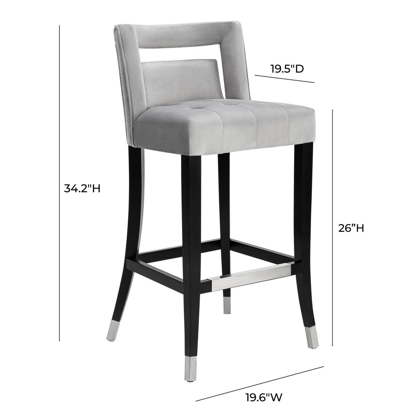 Hart Performance Velvet Stool Grey Counter Height by Tov Furniture