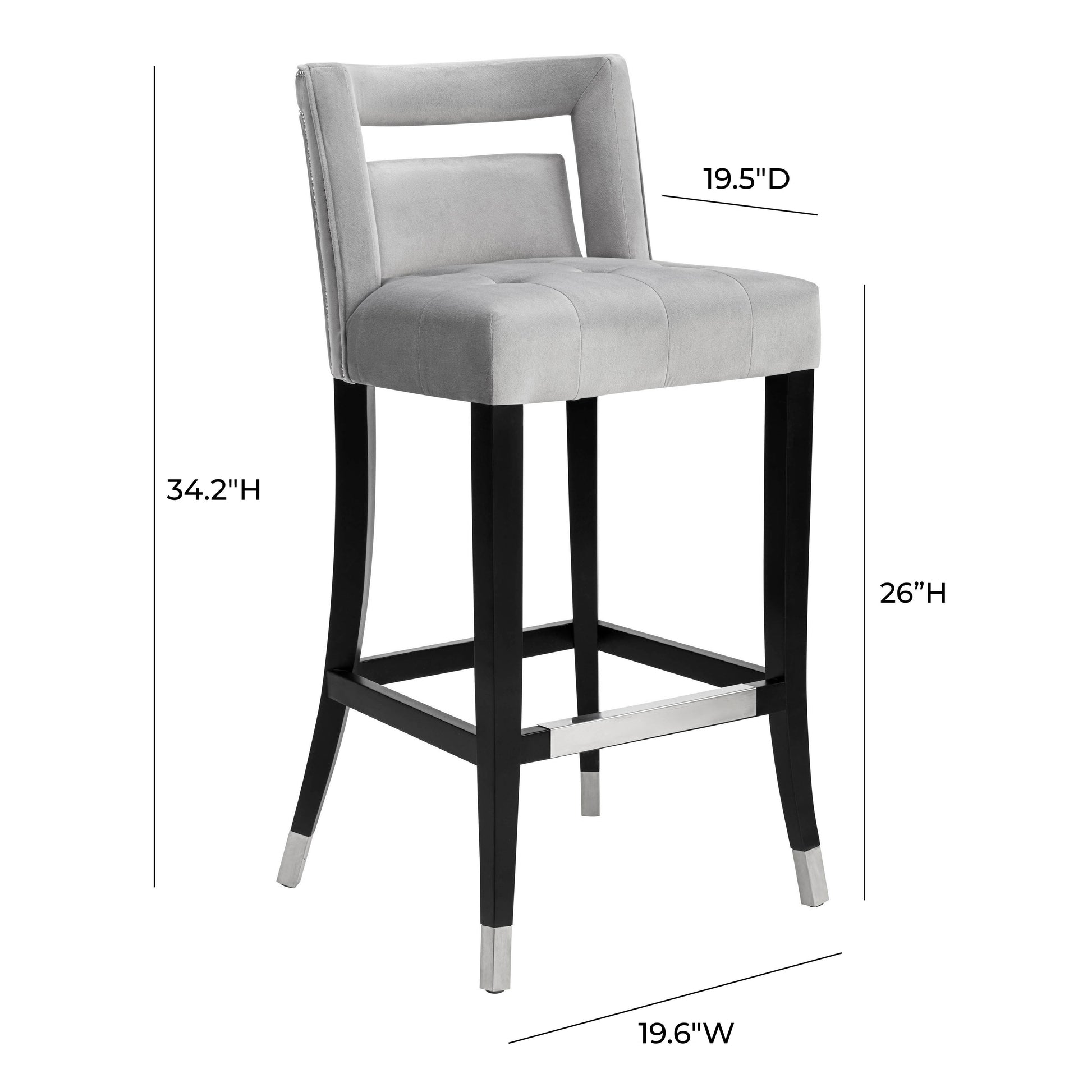 Hart Performance Velvet Stool Grey Counter Height by Tov Furniture