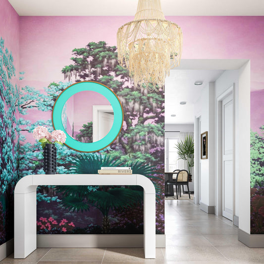 Lucille 24" Turquoise and Brass Round Wall Mirror by TOV Furniture – photo 2 of 6