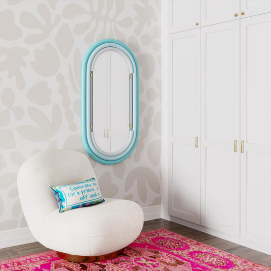 Neon Oval Wall Mirror (26"X50"-28"X58") in Blue / Medium by TOV Furniture – photo 2 of 8