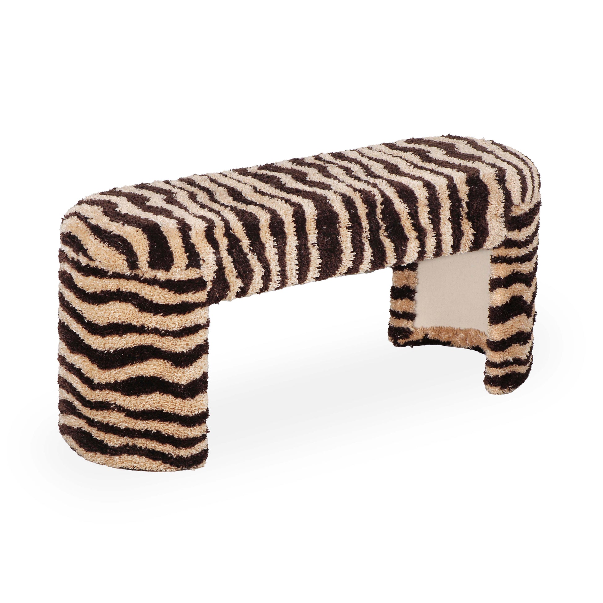 Zebra Brown Striped Tufted Bench by TOV