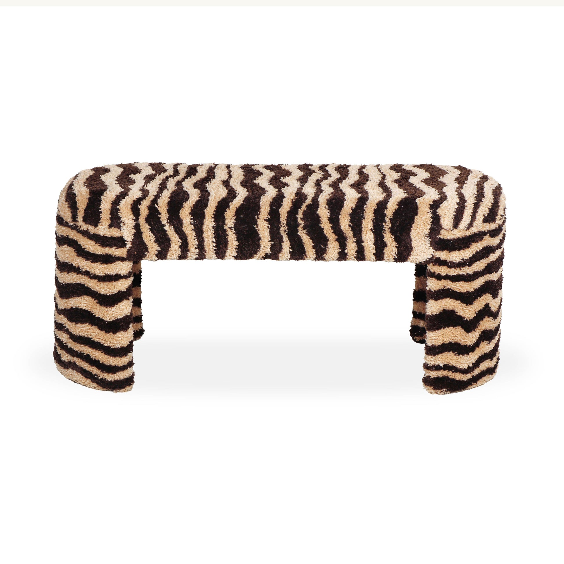 Zebra Brown Striped Tufted Bench by TOV