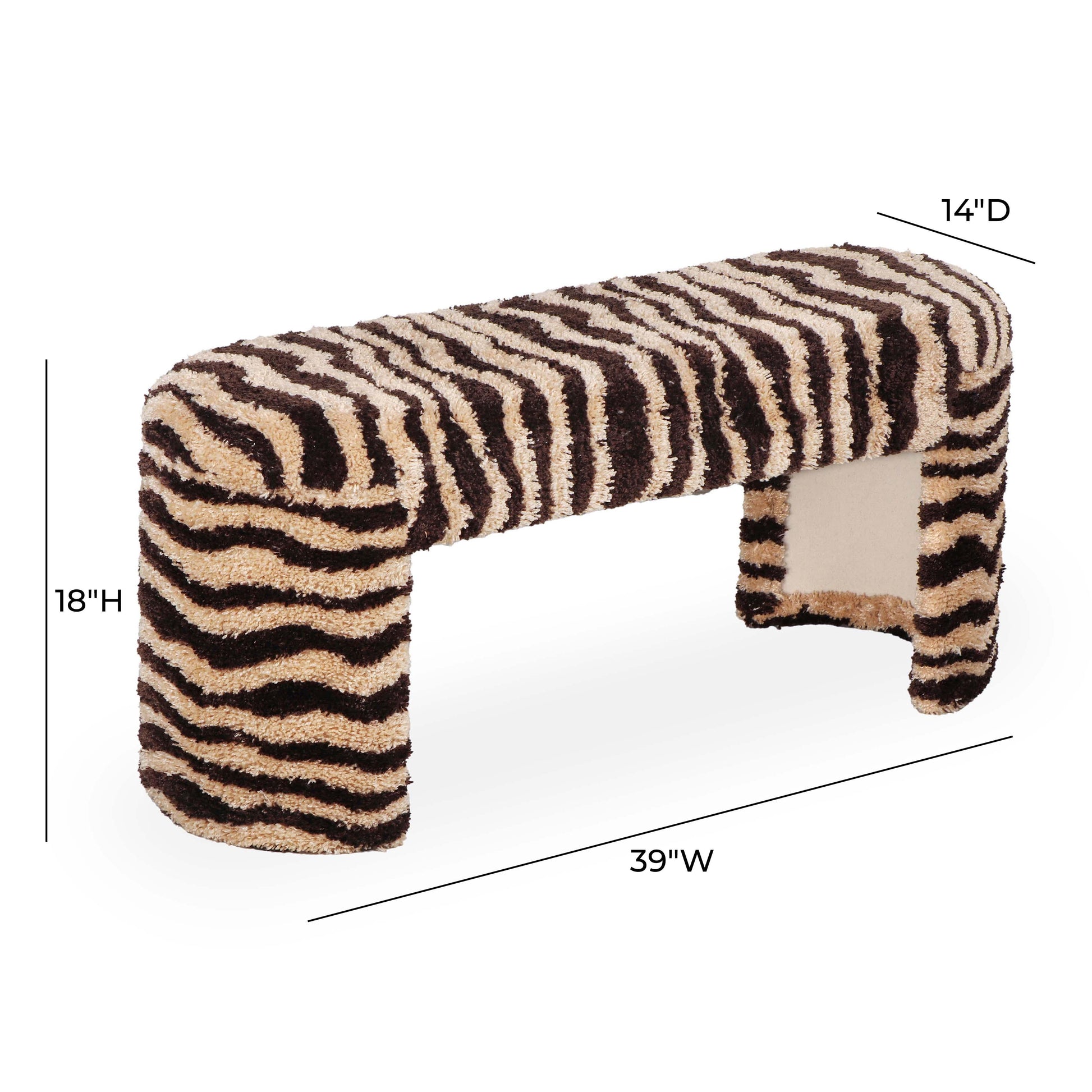 Zebra Brown Striped Tufted Bench by TOV