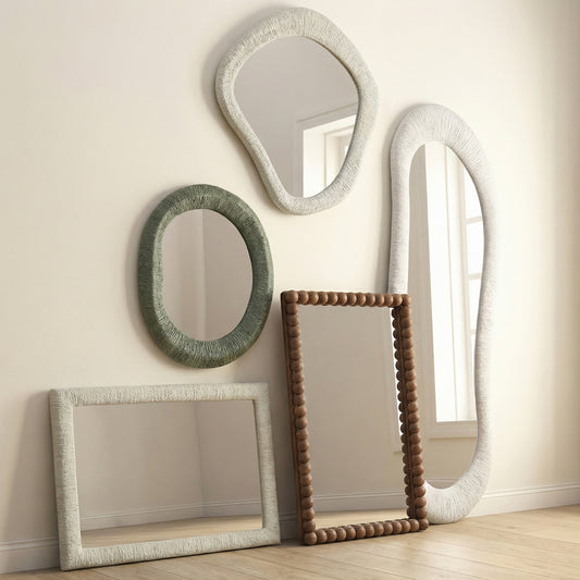 Orpheus 35"X31" Ribbed Faux Stone Wall Mirror by TOV Furniture – photo 2 of 7