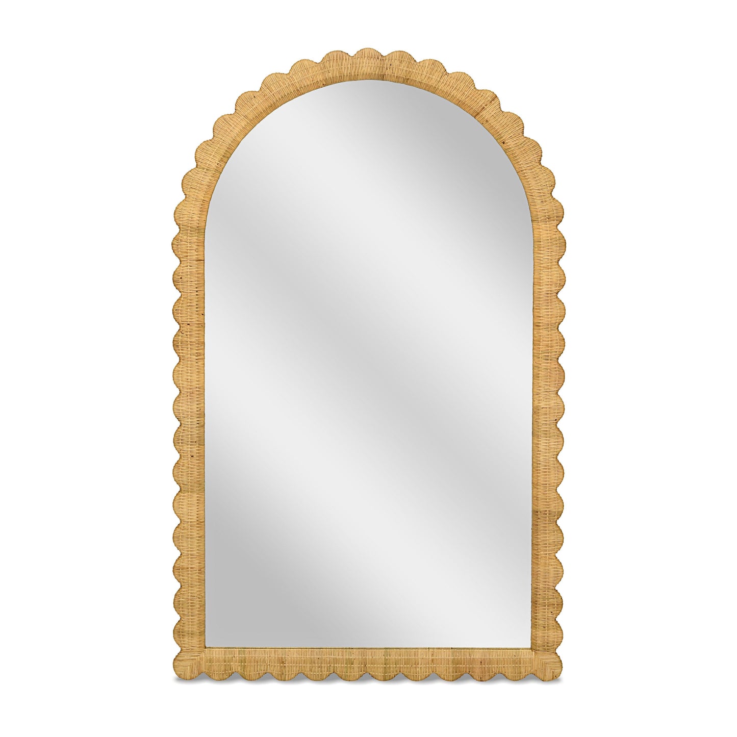 Bama 48" x 79" Jumbo Natural Rattan Arched Wall Mirror Natural by Tov Furniture