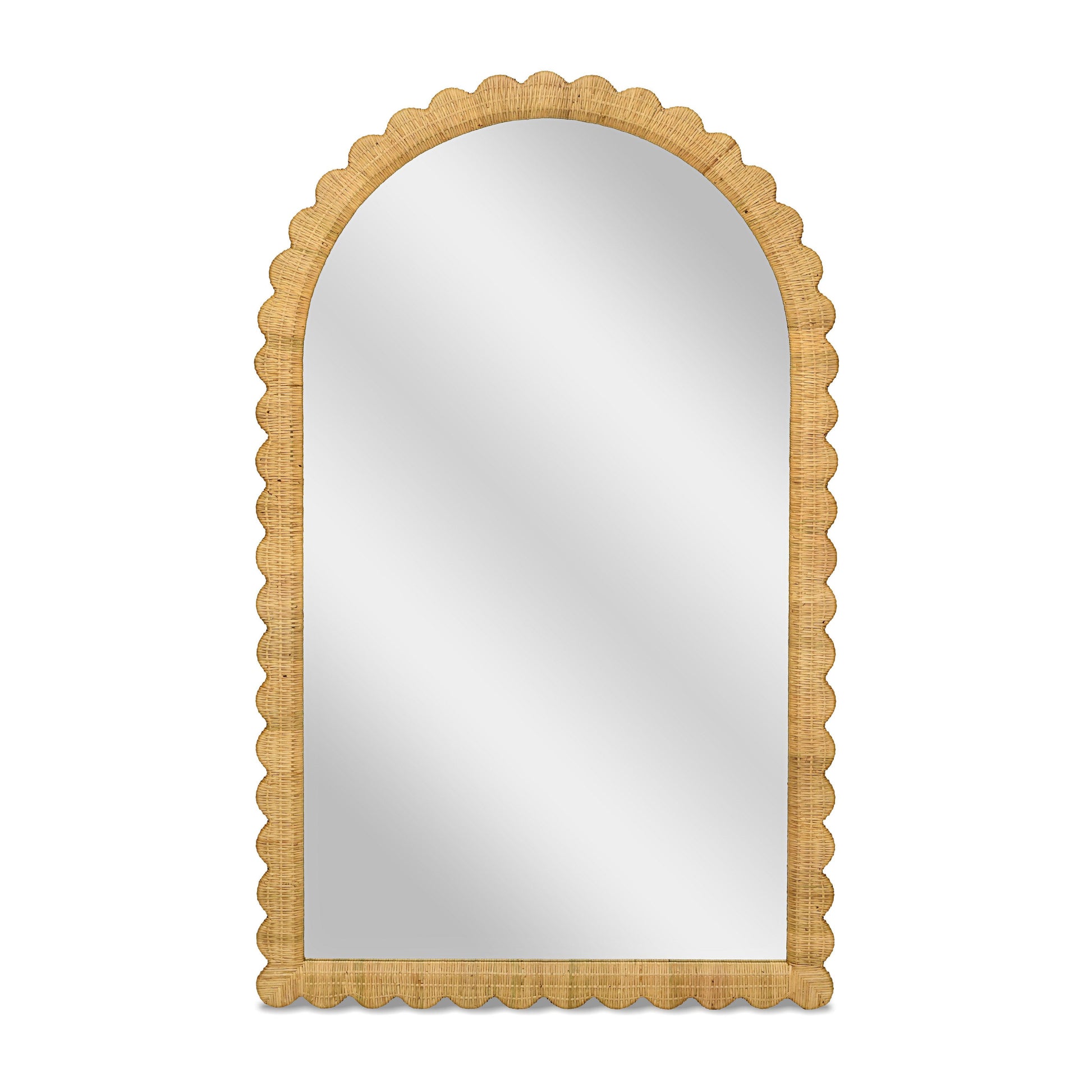 Bama 48" x 79" Jumbo Natural Rattan Arched Wall Mirror Natural by Tov Furniture