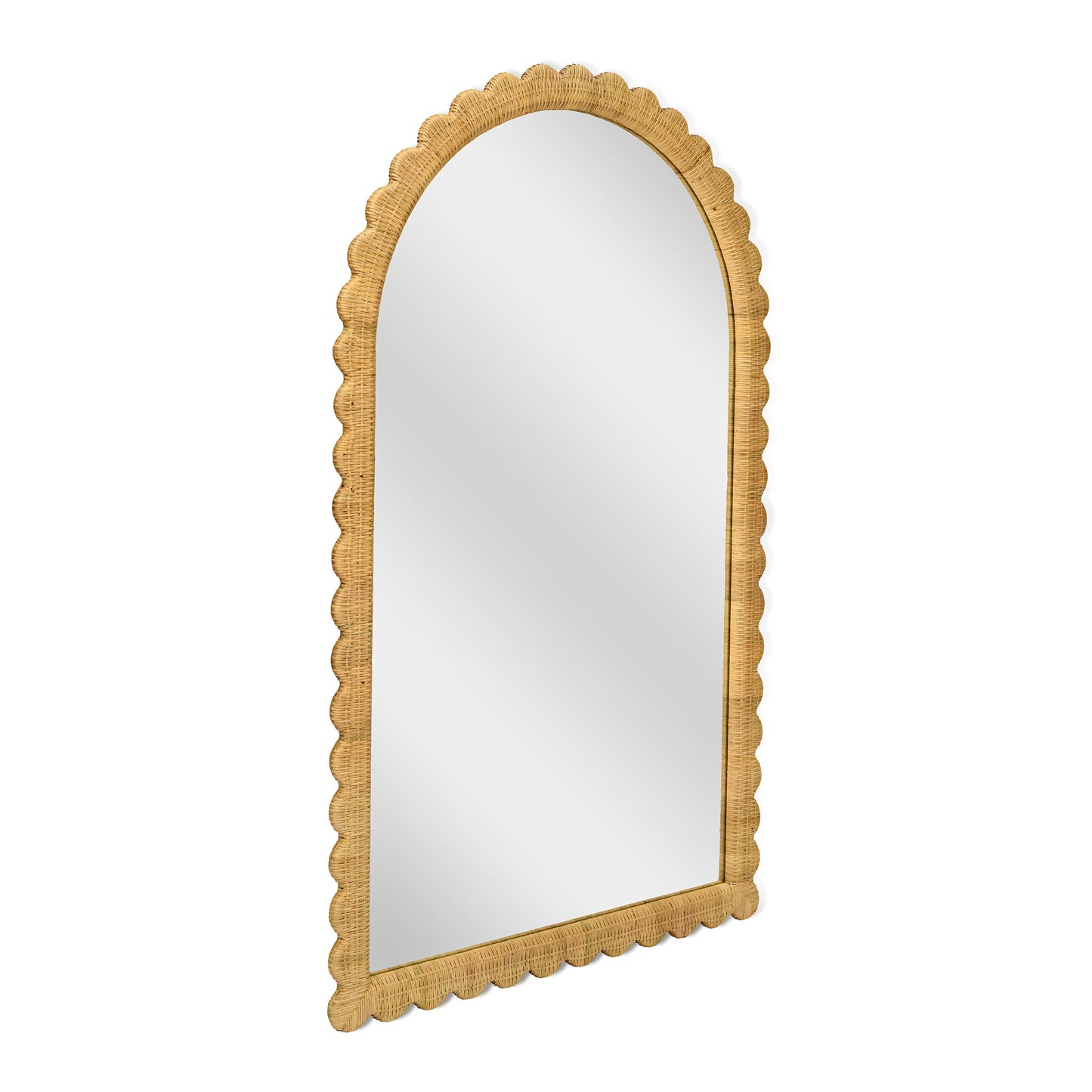 Bama 48" x 79" Jumbo Natural Rattan Arched Wall Mirror Natural by Tov Furniture