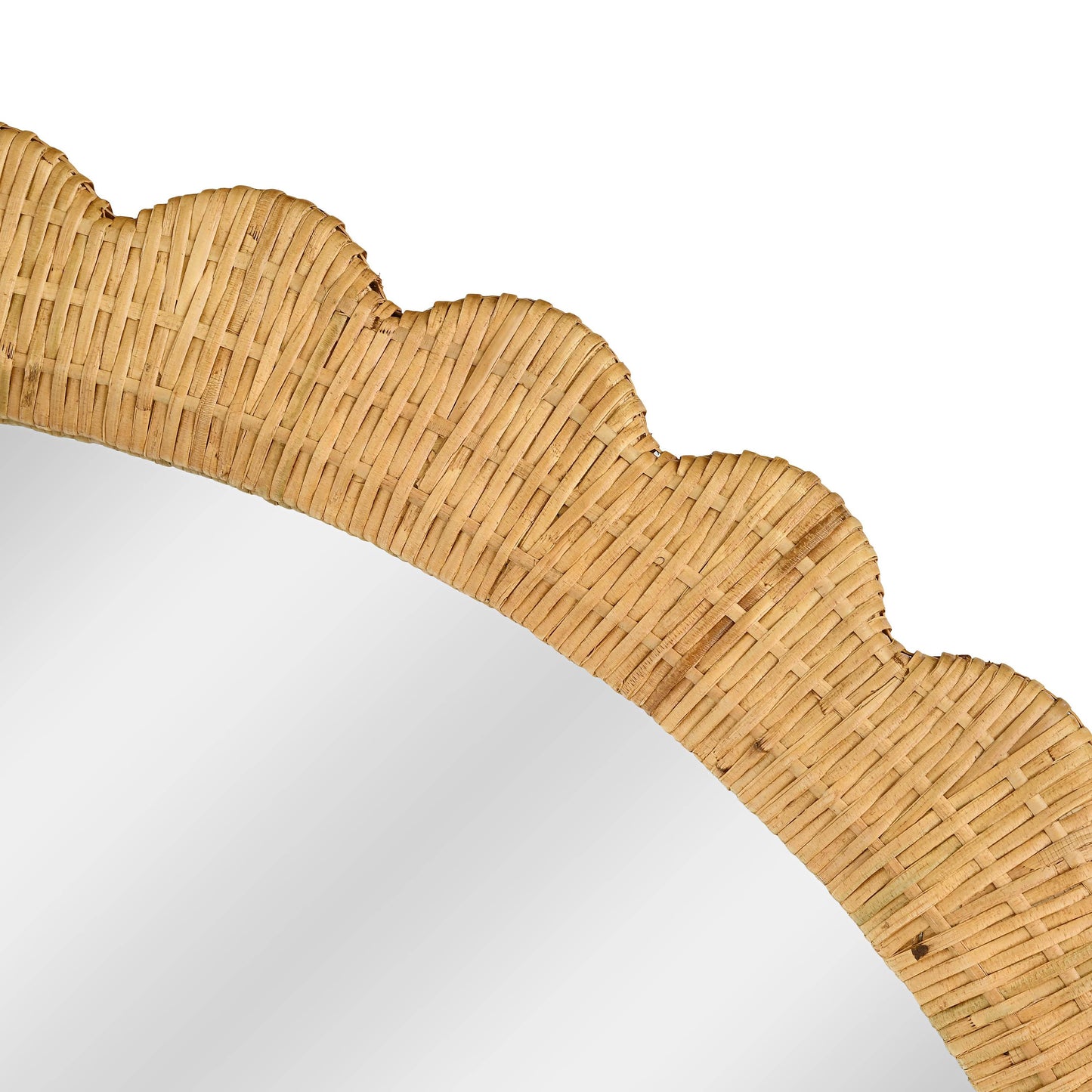 Bama 48" x 79" Jumbo Natural Rattan Arched Wall Mirror Natural by Tov Furniture