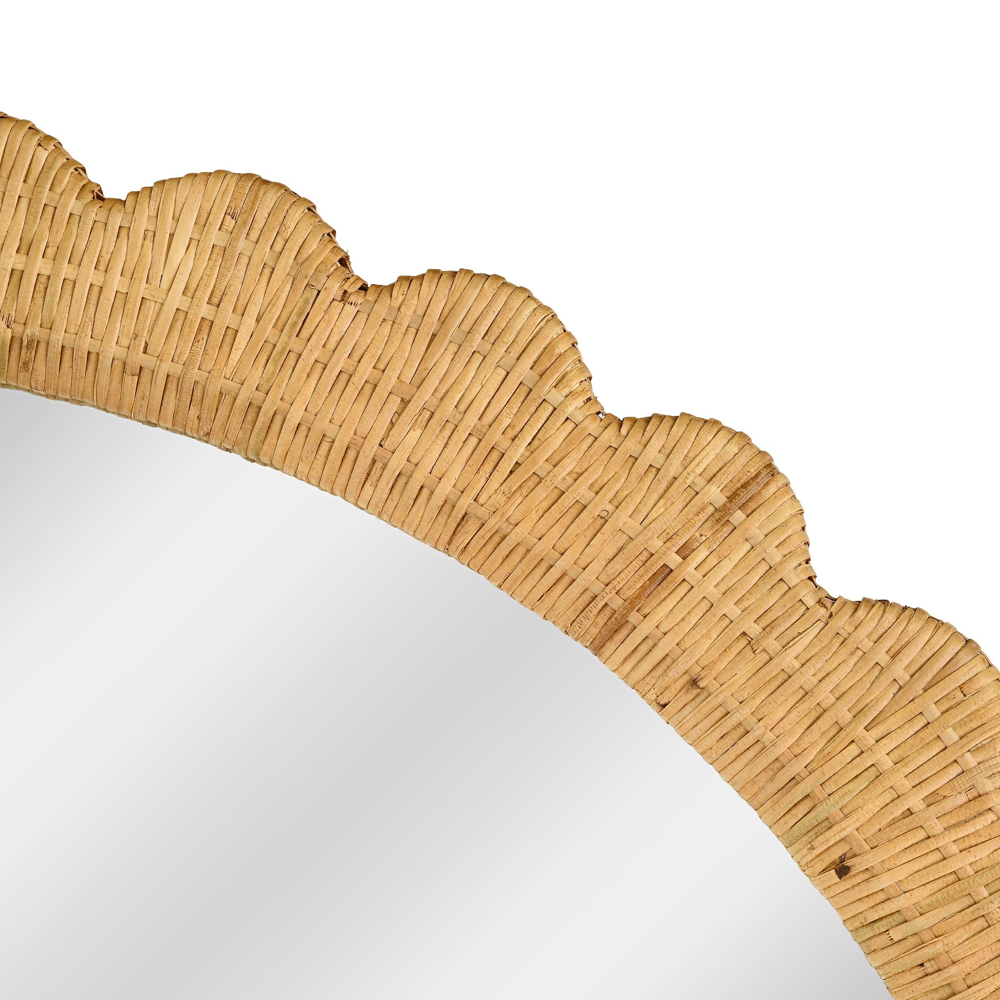 Bama 48" x 79" Jumbo Natural Rattan Arched Wall Mirror Natural by Tov Furniture