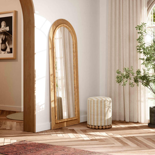 Tanya 70" Rattan Floor Mirror in Natural by TOV Furniture – photo 2 of 6