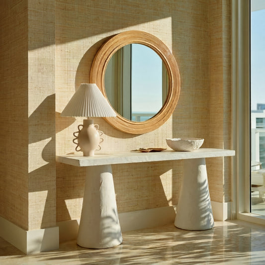 Tanya Natural Rattan Round Wall Mirror by TOV Furniture – photo 2 of 6