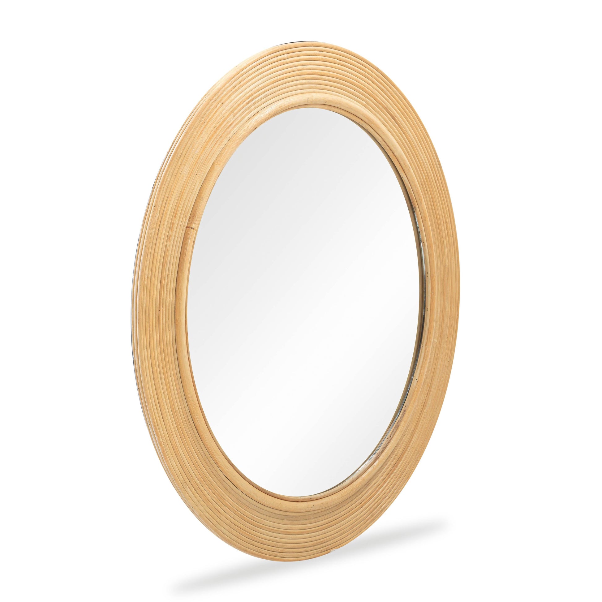 Tanya 43.5" Rattan Round Wall Mirror Natural by Tov Furniture