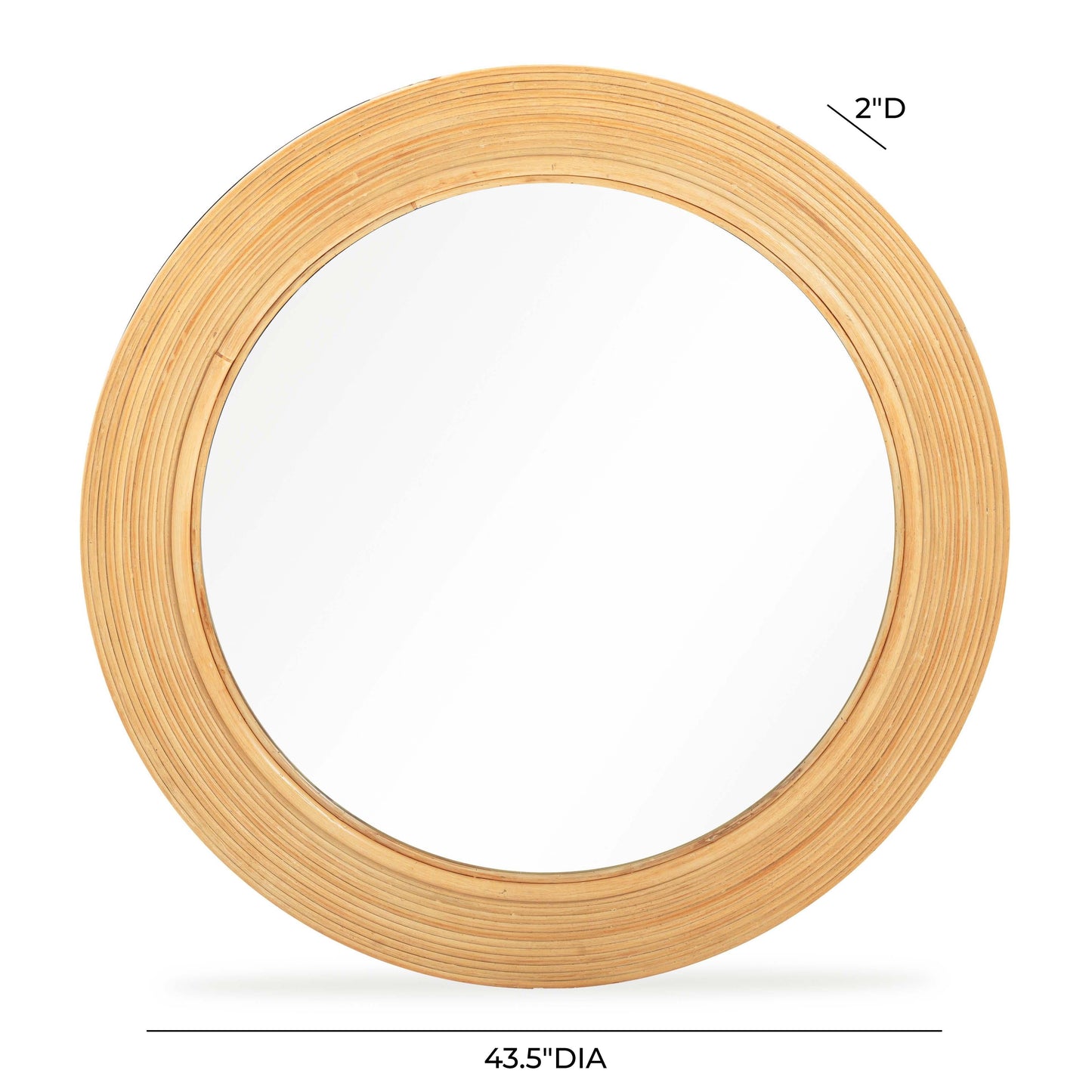Tanya 43.5" Rattan Round Wall Mirror Natural by Tov Furniture