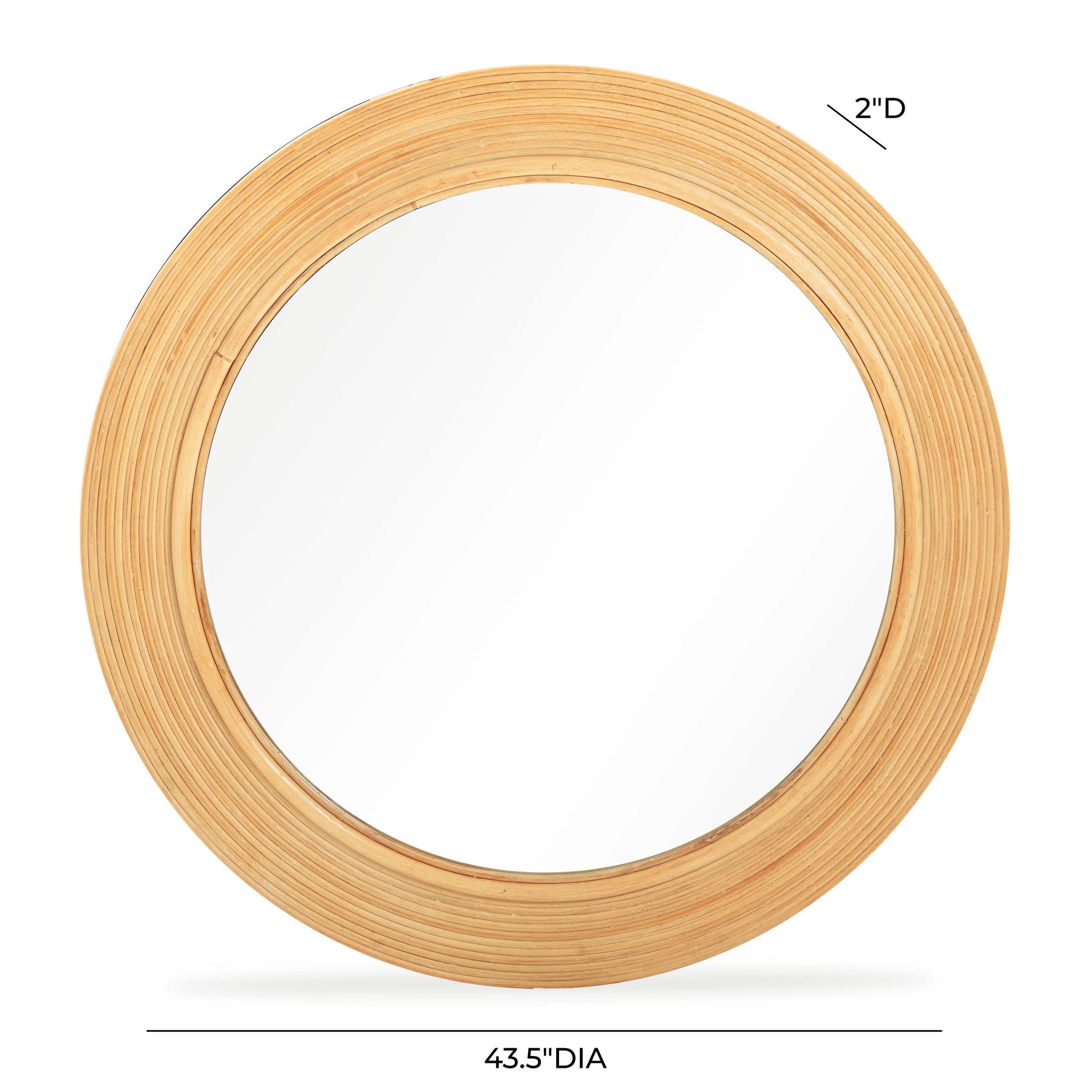 Tanya 43.5" Rattan Round Wall Mirror Natural by Tov Furniture