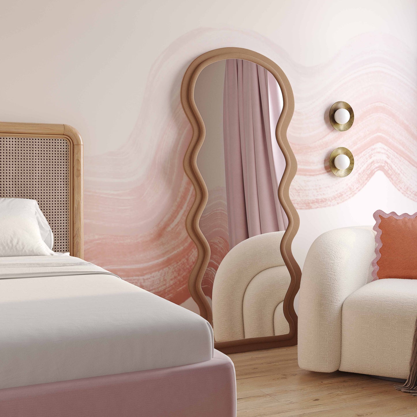 Rhodes 70 Velvet Floor Mirror by TOV C68955