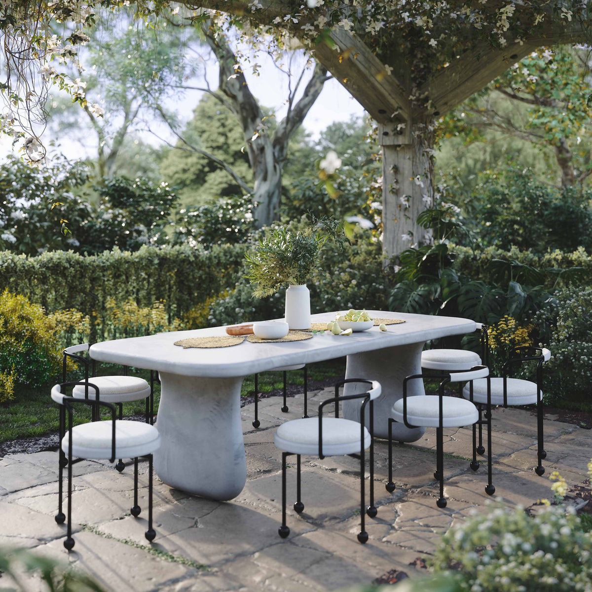 Athen 95" Grey Faux Stone Indoor/Outdoor Rectangular Dining Table by TOV Furniture – photo 2 of 9