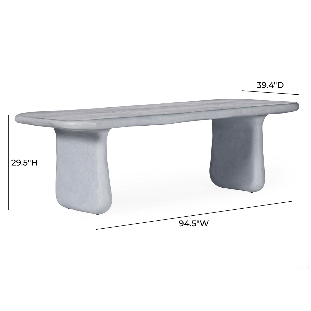 Athen 95" Grey Faux Stone Indoor/Outdoor Rectangular Dining Table by TOV Furniture – photo 8 of 9