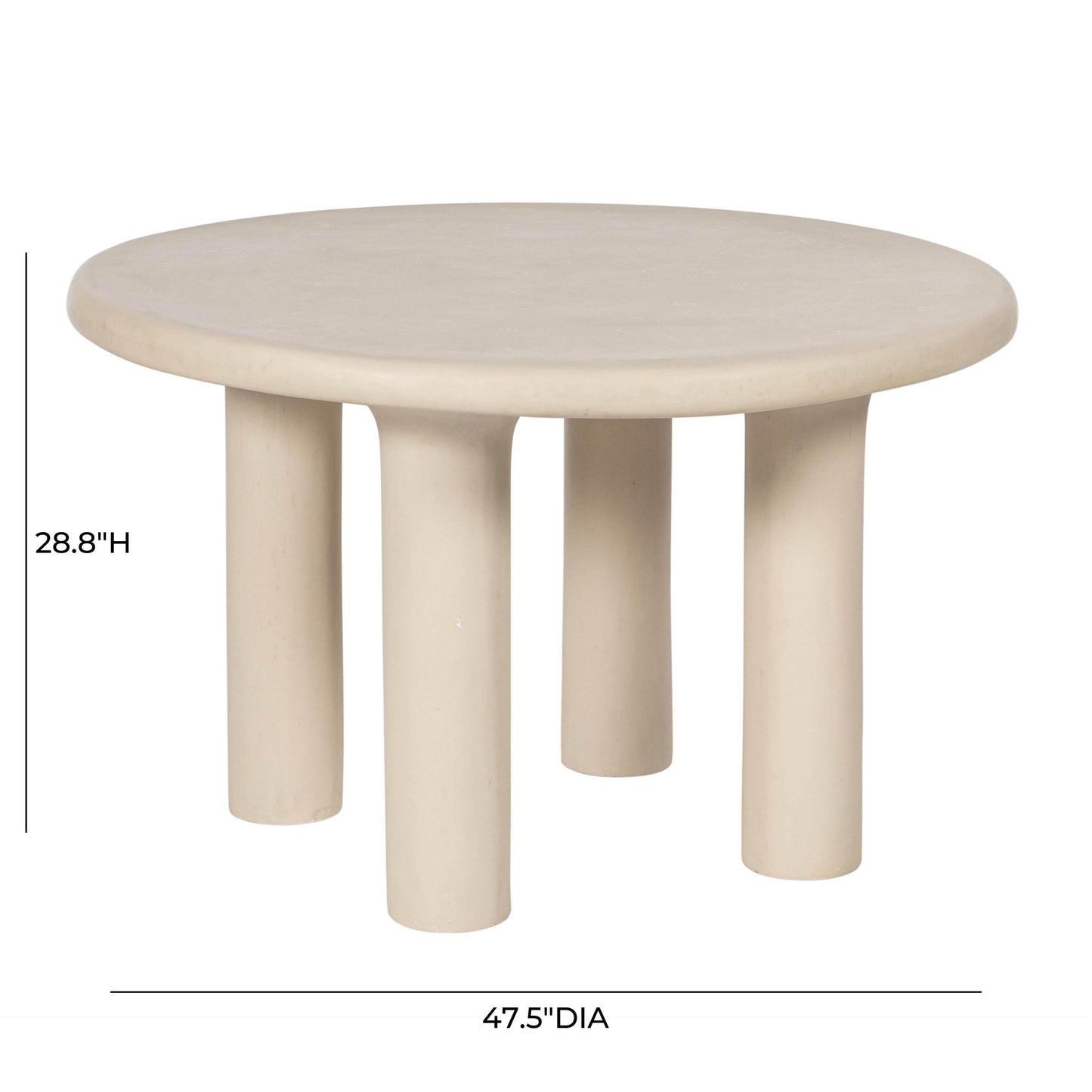 Barbara 47" Cream Textured Indoor/Outdoor Round Dining Table Cream by Tov Furniture