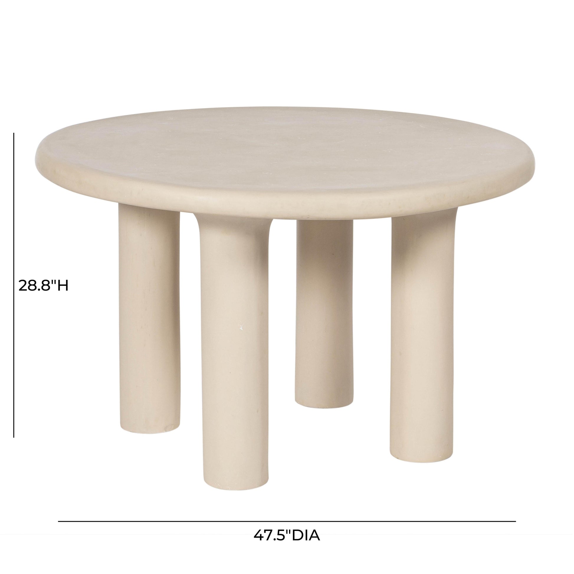 Barbara 47" Cream Textured Indoor/Outdoor Round Dining Table Cream by Tov Furniture