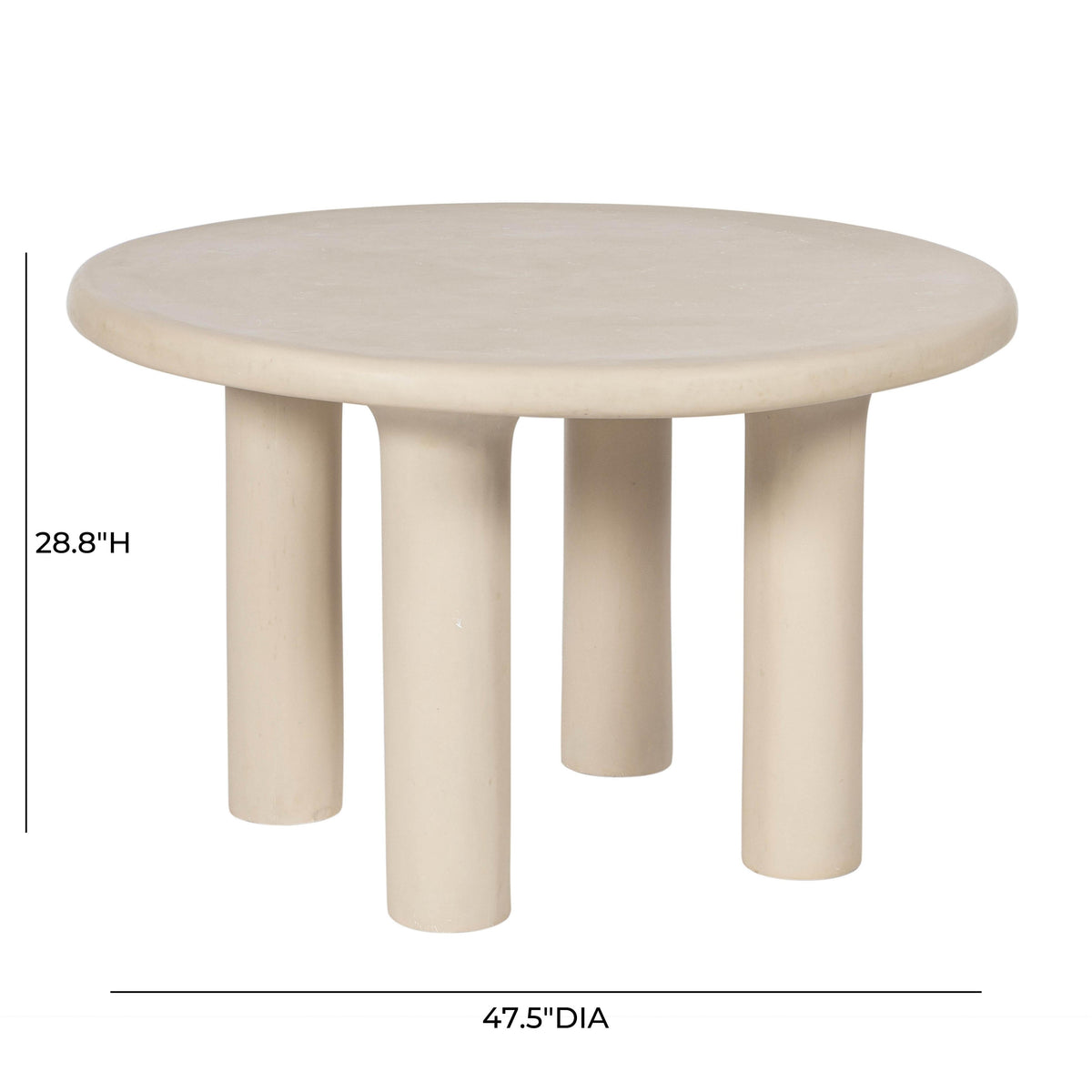 Barbara 47" Cream Textured Indoor/Outdoor Round Dining Table by TOV Furniture – photo 6 of 7