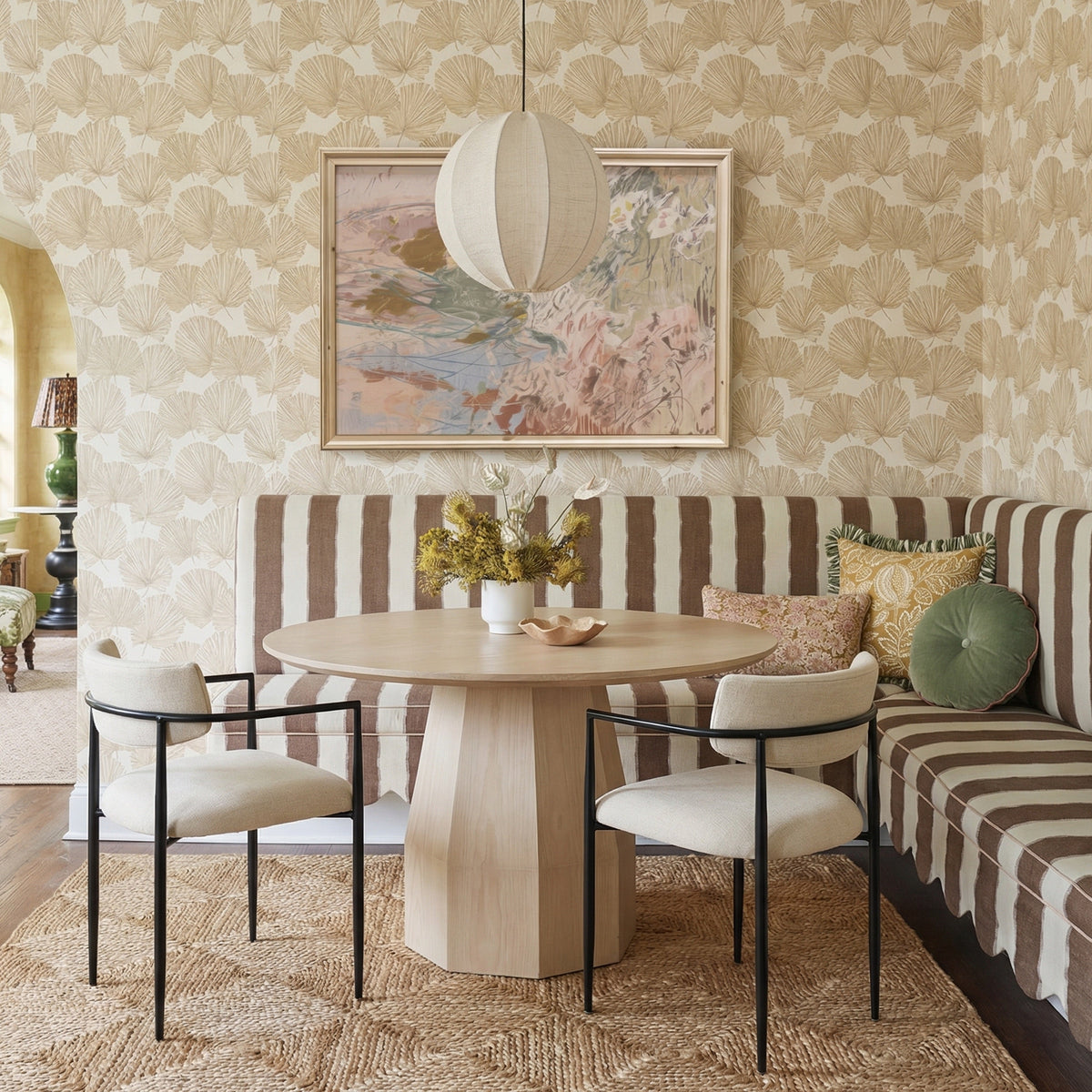 Forte Cream Linen Forged Iron Dining Chair by TOV Furniture – photo 2 of 7