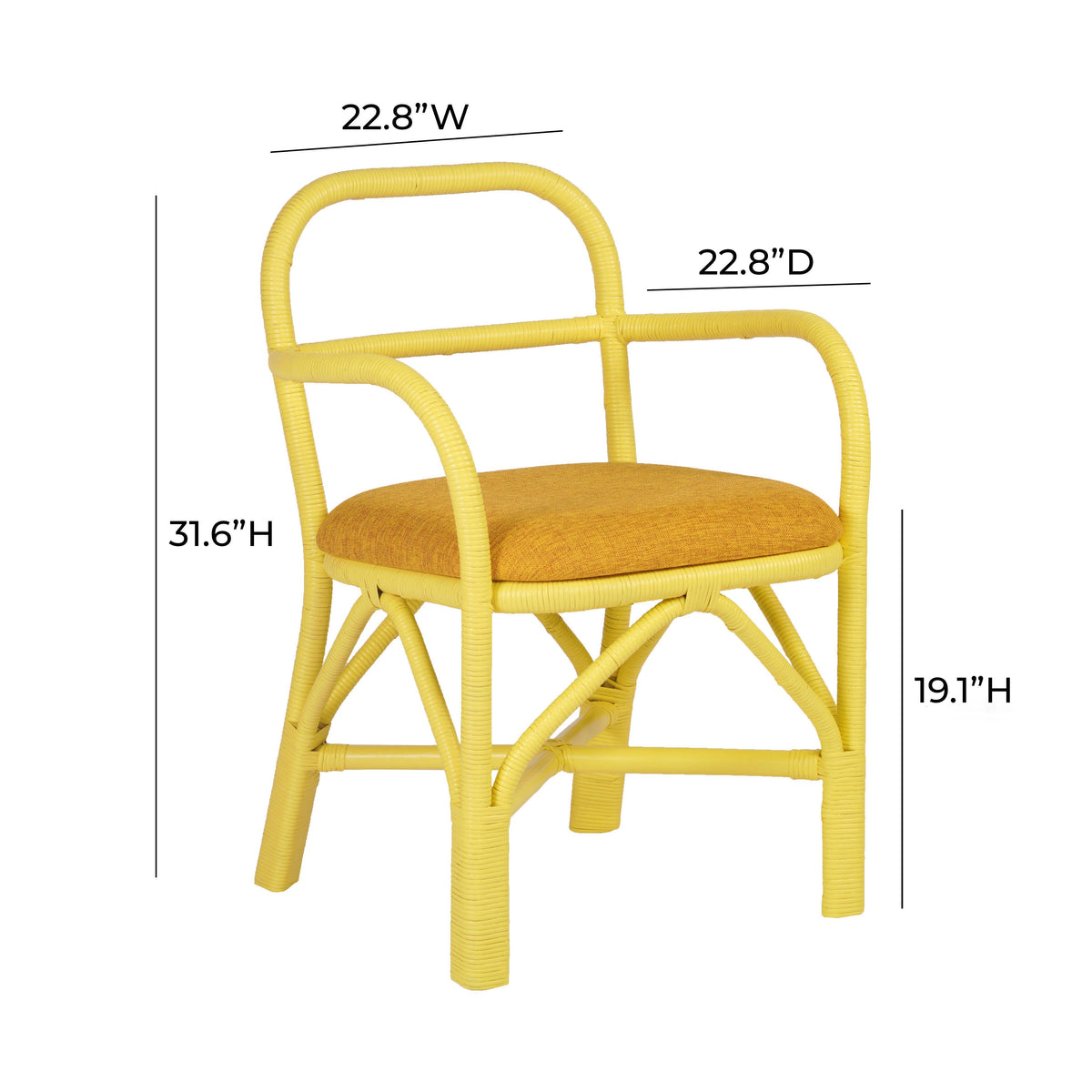 Ginny Yellow Rattan Dining Chair by TOV Furniture – photo 7 of 8