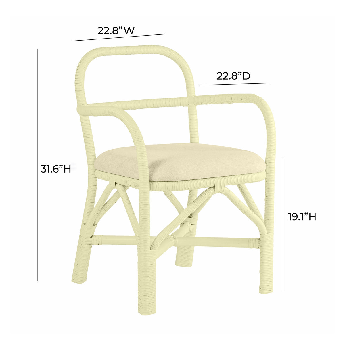 Ginny Cream Rattan Dining Chair by TOV Furniture – photo 7 of 8