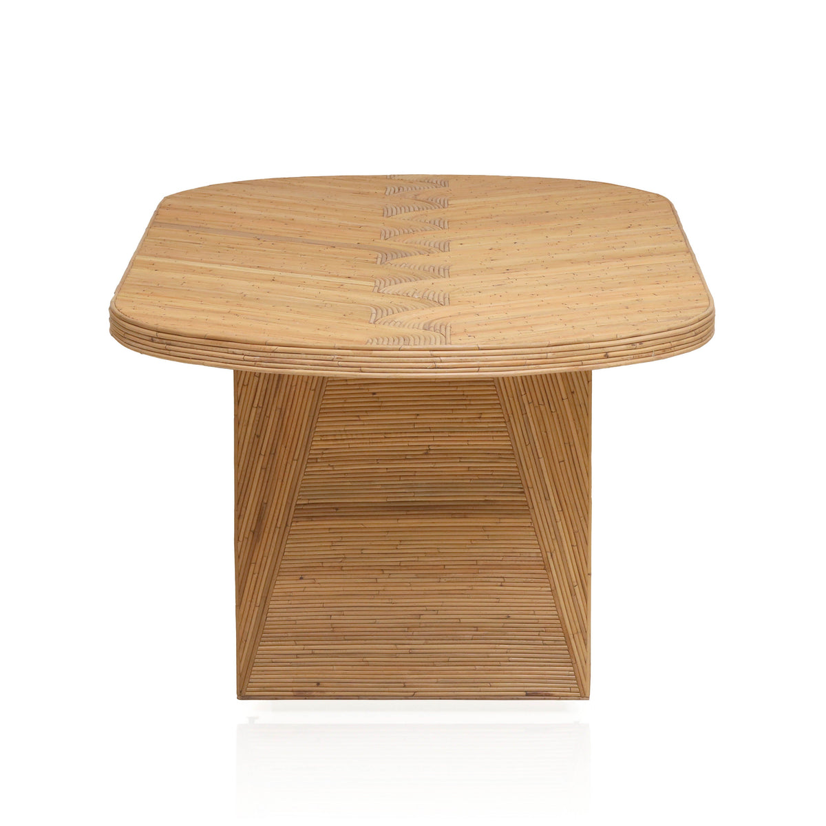 Caren 95" Natural Rattan and Glass Oval Dining Table by TOV Furniture – photo 6 of 9