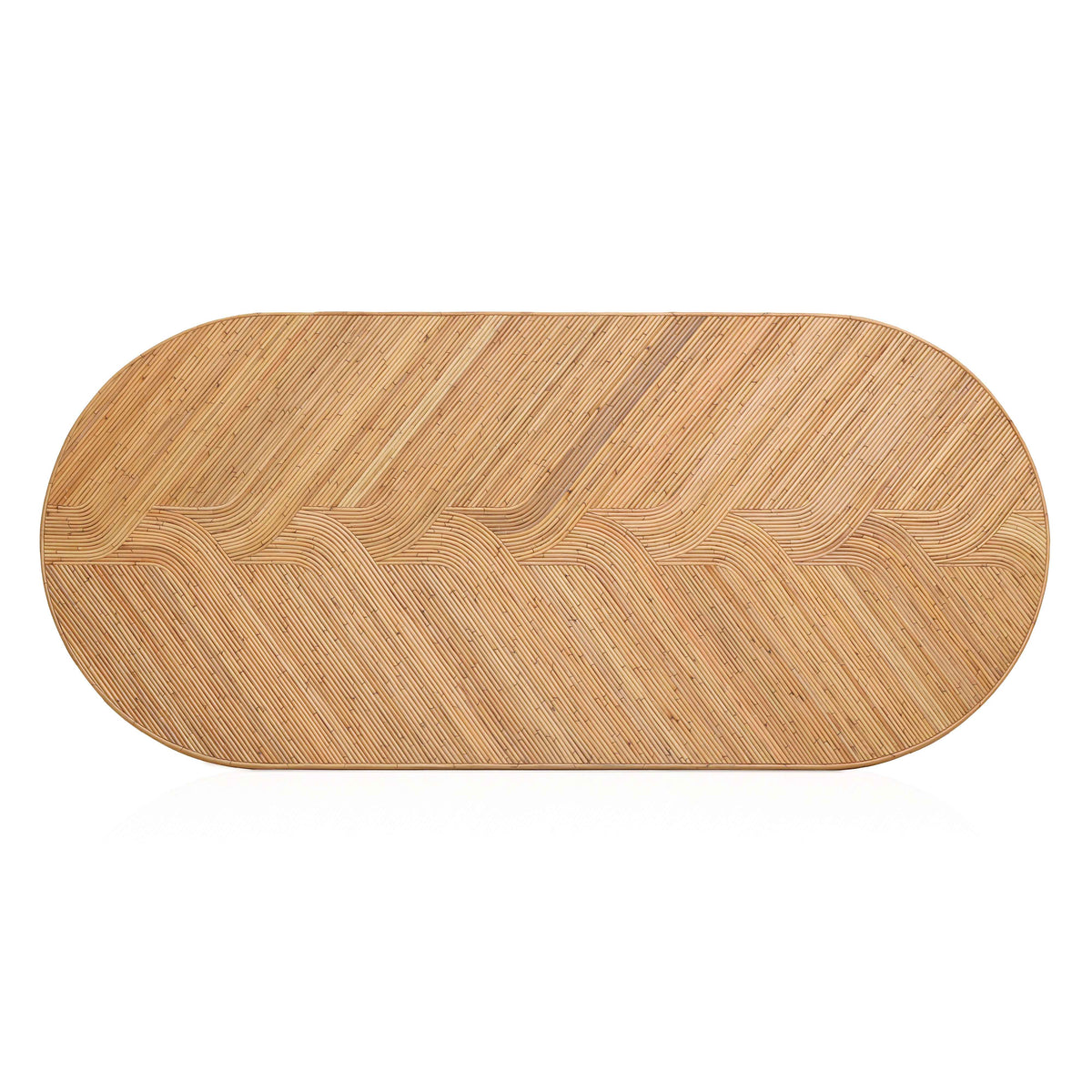 Caren 95" Natural Rattan and Glass Oval Dining Table by TOV Furniture – photo 7 of 9