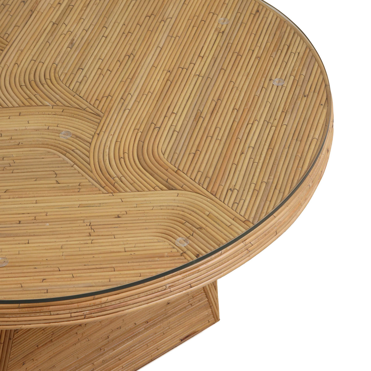 Caren 95" Natural Rattan and Glass Oval Dining Table by TOV Furniture – photo 8 of 9
