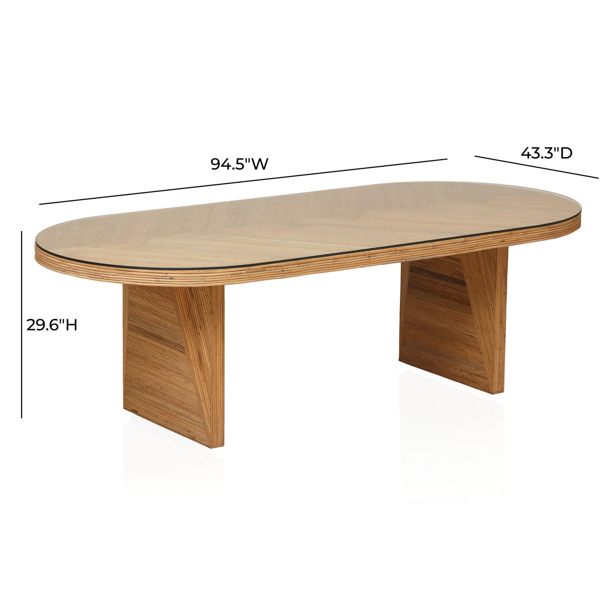 Caren 95" Natural Rattan and Glass Oval Dining Table by TOV Furniture – photo 9 of 9