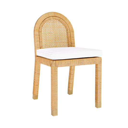 Amara Natural Rattan And Performance Fabric Arched Back Dining Chair by TOV D21026