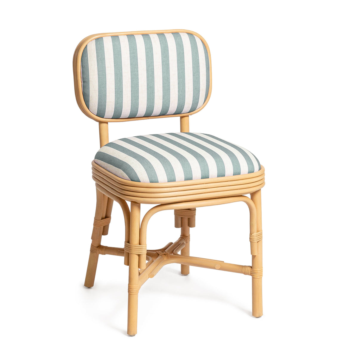 Dorine Mint Green Striped Performance Linen & Rattan Dining Chair by TOV Furniture – photo 1 of 8