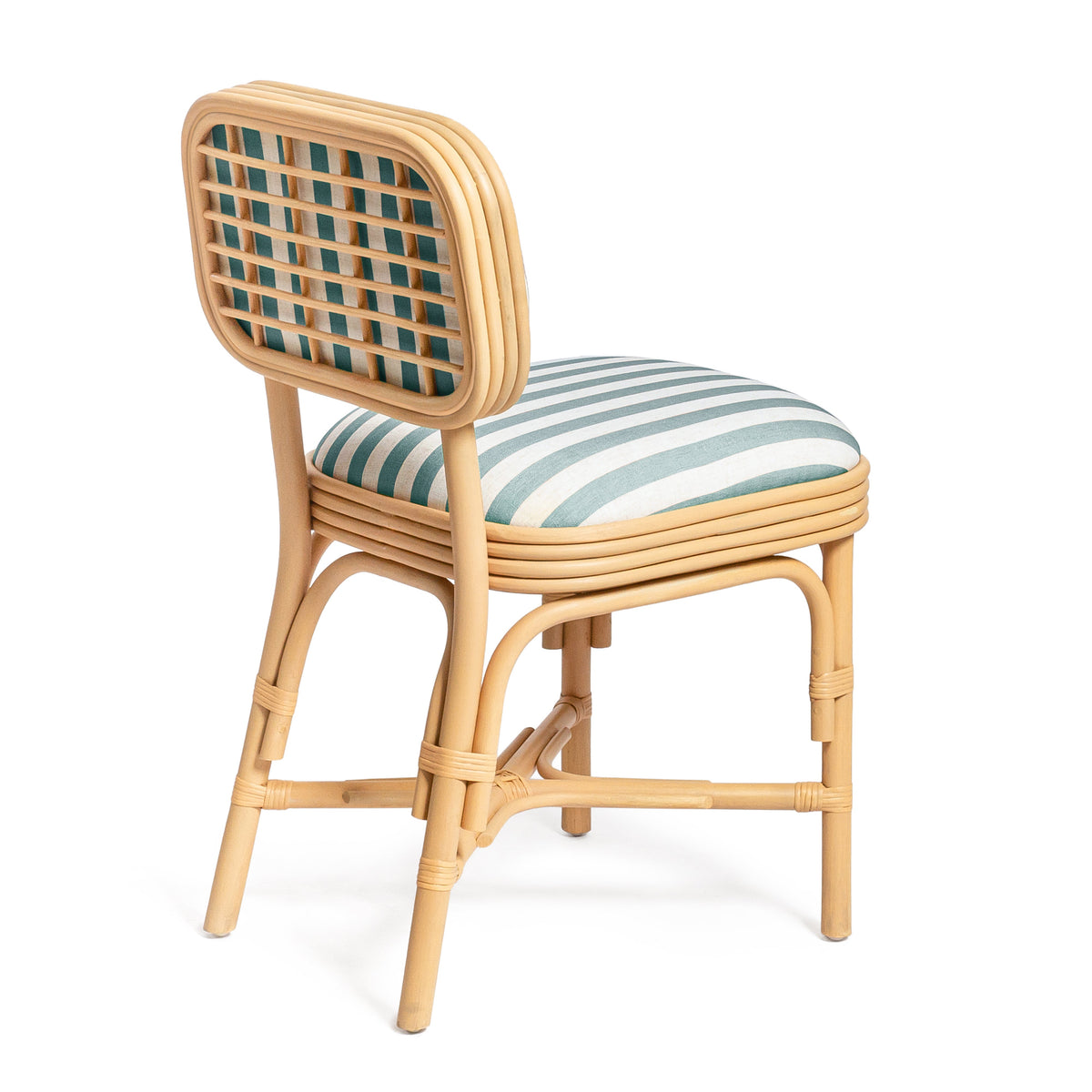 Dorine Mint Green Striped Performance Linen & Rattan Dining Chair by TOV Furniture – photo 5 of 8