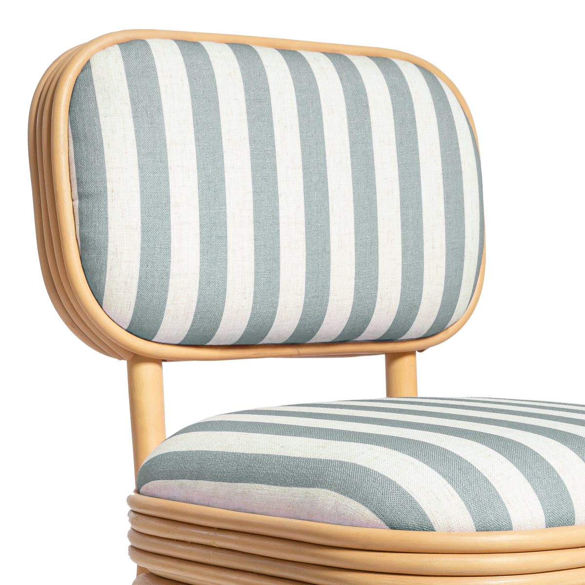 Dorine Mint Green Striped Performance Linen & Rattan Dining Chair by TOV Furniture – photo 6 of 8