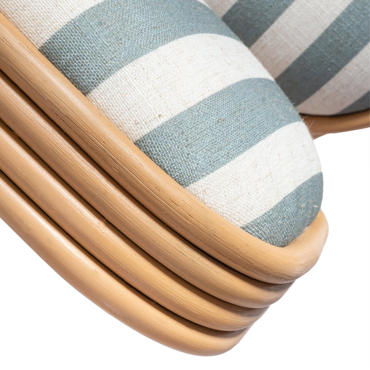 Dorine Mint Green Striped Performance Linen & Rattan Dining Chair by TOV Furniture – photo 7 of 8