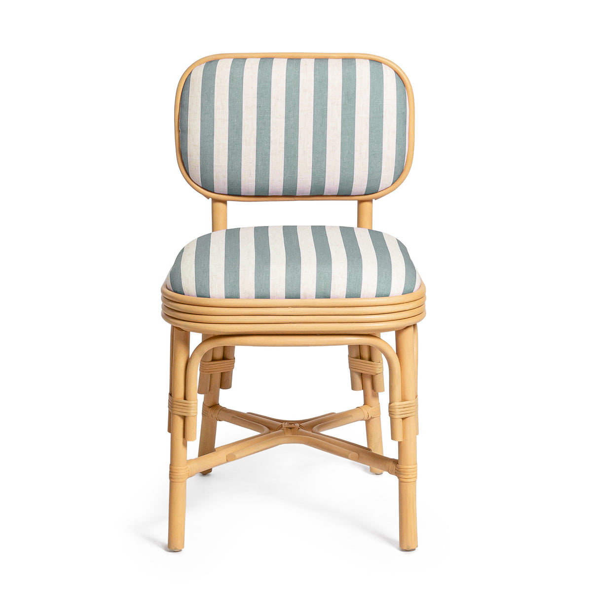 Dorine Mint Green Striped Performance Linen & Rattan Dining Chair by TOV Furniture – photo 3 of 8