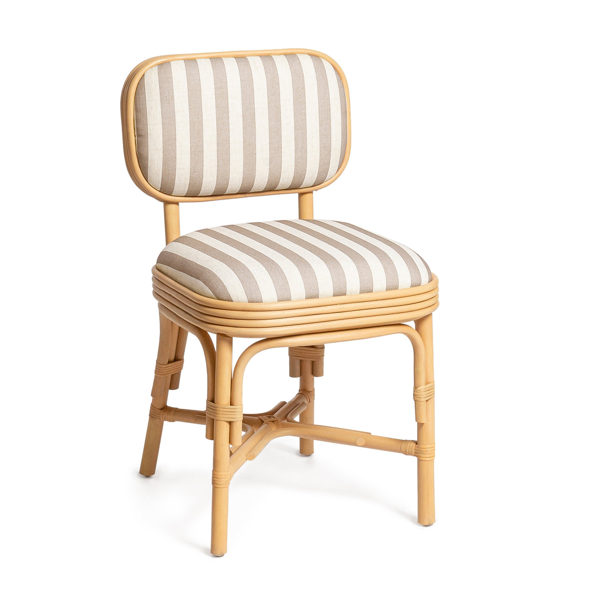 Dorine Khaki Striped Performance Linen & Rattan Dining Chair by TOV Furniture – photo 1 of 8
