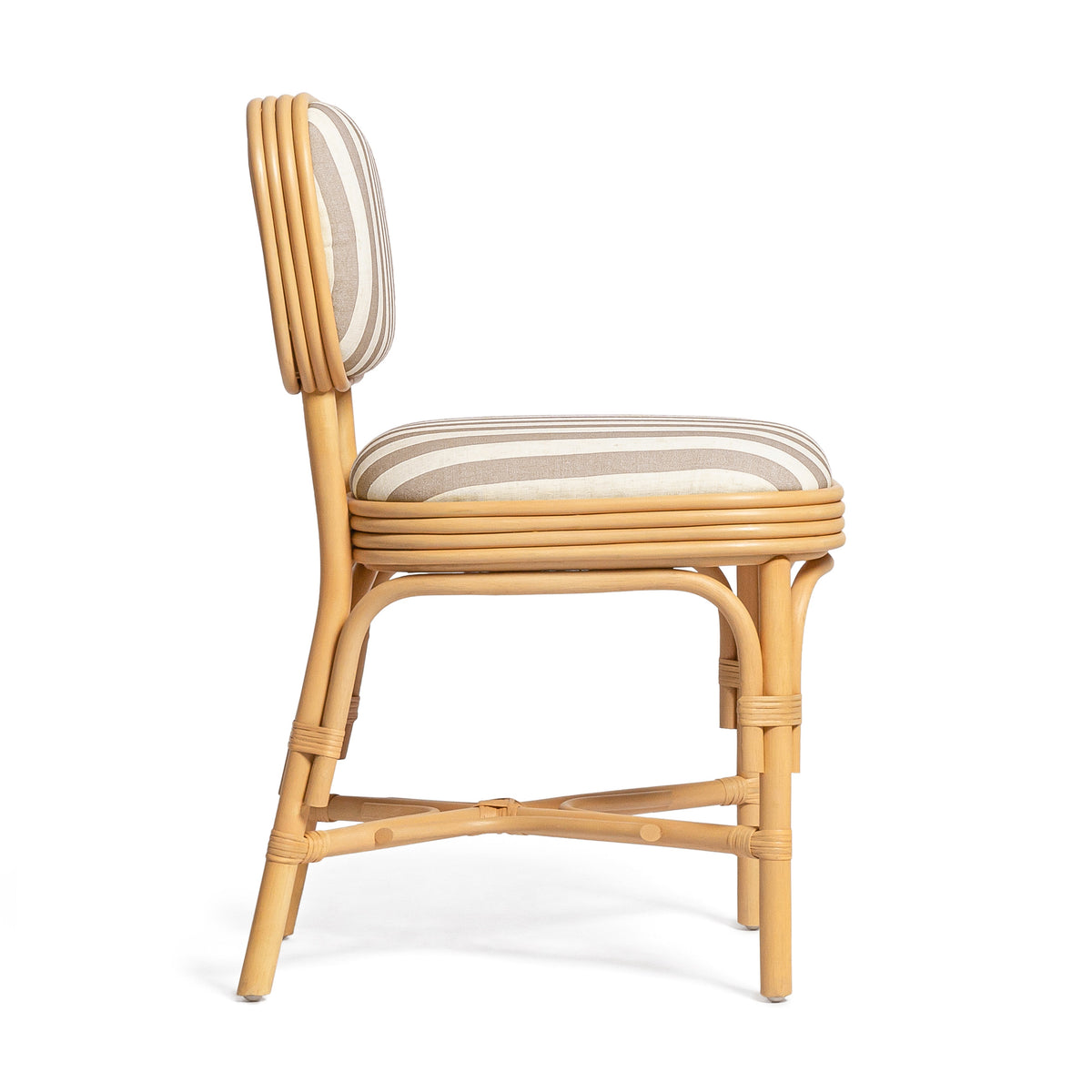 Dorine Khaki Striped Performance Linen & Rattan Dining Chair by TOV Furniture – photo 4 of 8
